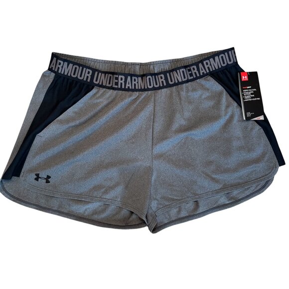 Under Armour HeatGear Womens Loose Fit Training Running Shorts Gray Black XL NWT - Picture 1 of 6